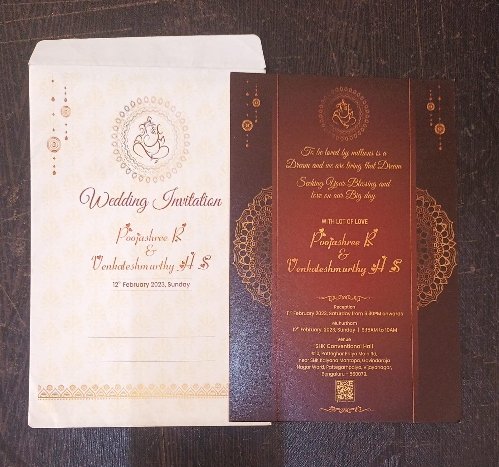 Premium wedding invitation cards with coordinated envelopes