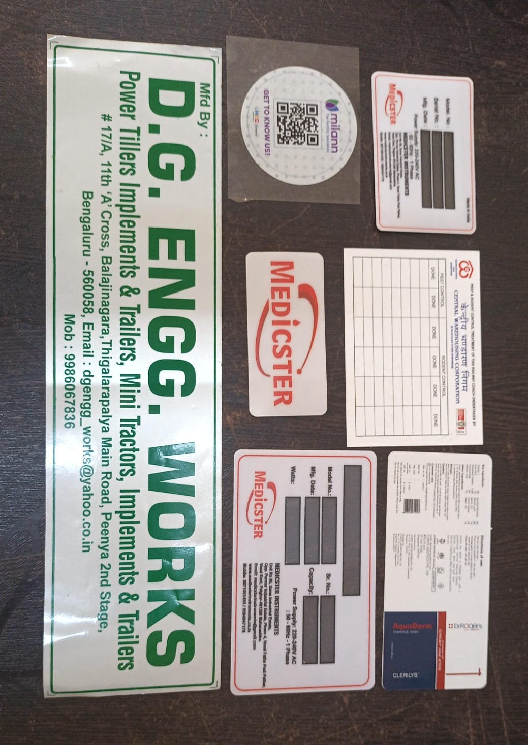 A collection of custom business labels, tags and stickers